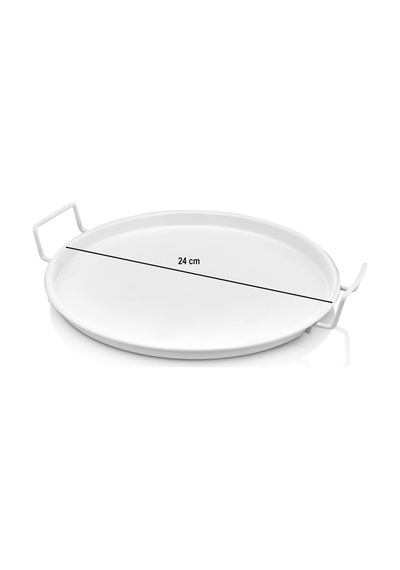 Metal Sunum Tepsi.çay Kahve Pasta Tatlı Servis 24 Cm Beyaz Hasır