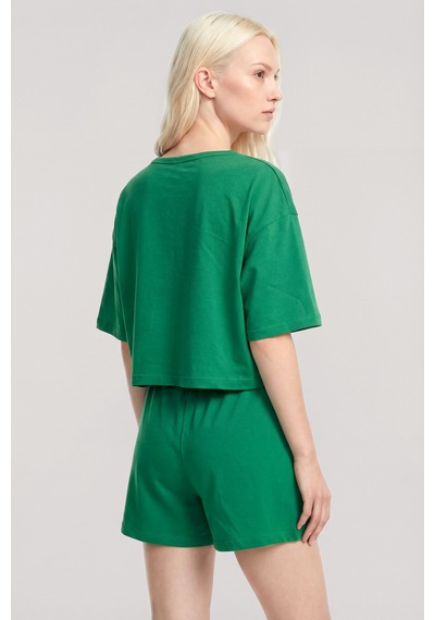 Akbeniz Kısa Kollu Şortlu Pijama Takımı Yeşil YESIL