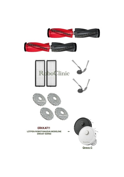 Roborock Qrevo C Robot Süpürge Uyumlu Fırça, Hepa Filtre, Mop Set-12 Parça