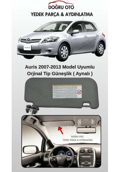 Toyota Auris Sol Güneşlik  Tip Gri Elektirkli Aynalı 2007-2013