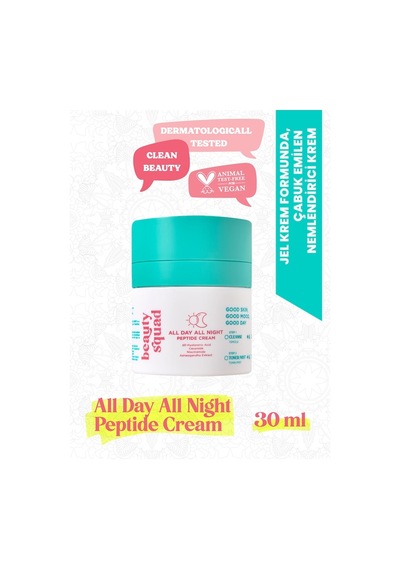 Beauty Squad All Day All Night Peptide Cream - Peptit, 8D Hyaluronik Asit İçeren Nemlendirici Krem - 30 ml