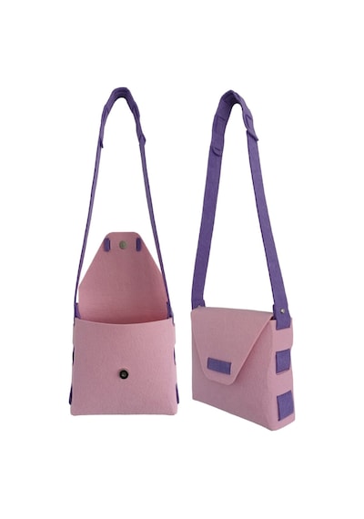 Next Craft Kız Çocuk Omuz Çantası Keçe Dikişsiz Etkinlik Günlük Çanta Pembe