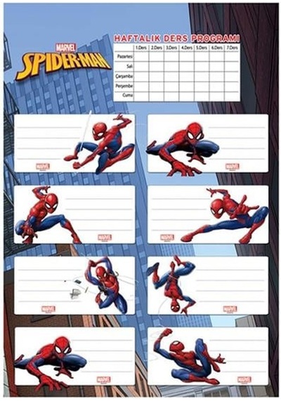 Keskin Color Spiderman Etiket Ders Programlı 3 Lü Çok Renkli