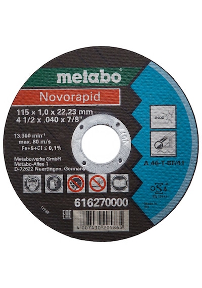 Metabo 616271000 Novorapid 115x1,0x22,23 İnox Kesme Diski 25 Adet
