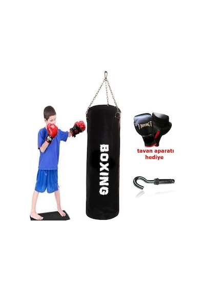 70 x 25 Cm Kum Torbası Boks Eldiveni 4 Ons Siyah