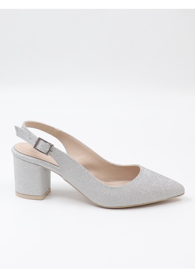 Nesilshoes Nesil Shoes Özma 7004-1 Gümüş Simli Kadın Sandalet