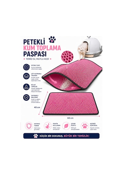 Kedi Tuvalet Önü Paspası-pembe
