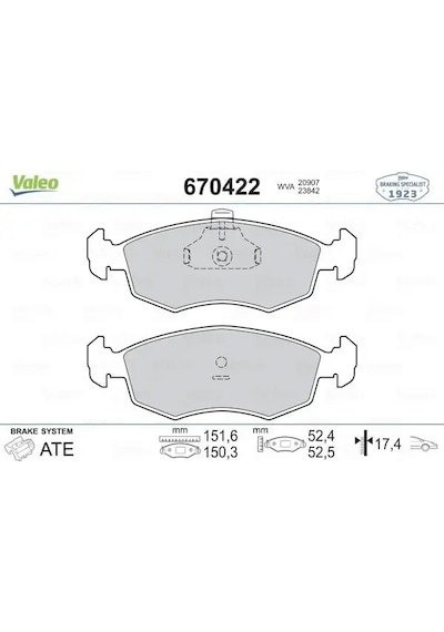 Fiat Grande Punto On Fren Balatasi 1.4 2006-2012 Valeo 670422