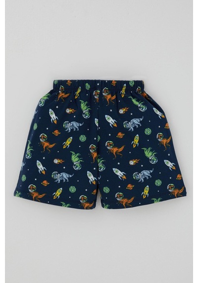 Breeze Erkek Bebek Şortlu Pijama Takımı Uzay Temalı Astronot Dinozor Desenli 9 Ay-3 Yaş, Lacivert