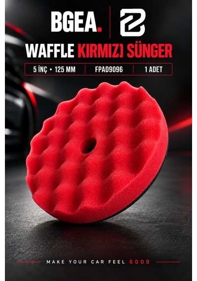 Bgea Waffle Kırmızı Polisaj Süngeri 5 İnç 125 Mm Cırtlı Pasta Cila Pedi 1 Adet Fpad9096