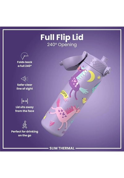 İnce Su Termosu - Mor Unicorn - 500 Ml - Sızdırmaz Çok Renkli