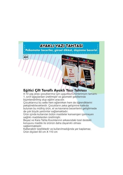 Yazı Tahtası Çift Taraflı Ayaklı Mıknatıslı Yazı Tahtası Seti 110 X 60 Çok Renkli