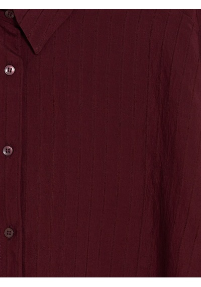 Lcw Modest Bordo Çizgili Kadın Gömlek