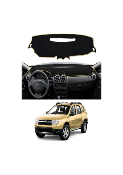 Dacia - Duster 2009-2013 Uyumlu Torpido Koruma Kılıfı - Taba Şeritli