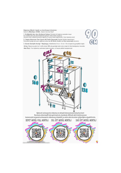 Ohbe 55 + 35cm Genişlik 160cm Boy 32,5cm Derinlik Kirli Sepetli 3 Kapaklı Çok Amaçlı Banyo Dolabı Beyaz Ohbe 55 + 35cm Genişlik 160cm Boy 32,5cm Derinlik Kirli Sepetli 3 Kapaklı Çok Amaçlı Banyo Dolabı Beyaz