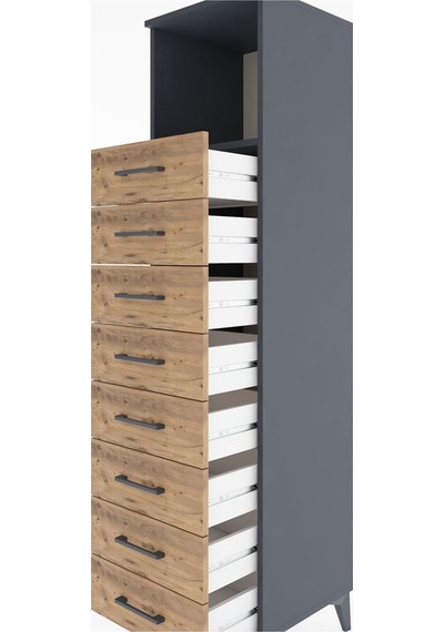Hyperion Dolap Tek Raflı 8 Çekmeceli 44x44x182 Antrasit-çam Antrasit Hyperion Dolap Tek Raflı 8 Çekmeceli 44x44x182 Antrasit-çam Antrasit