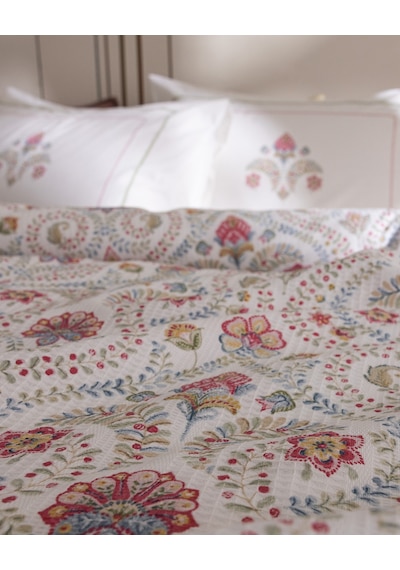 Madame Coco Bretagne King Size %100 Pamuk Karde Baskılı Çarşaflı Pike Takımı - Renkli 8684427310939 Çok Renkli