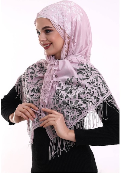 Narin Pamuk Tül Şal Pembe-2 60x160