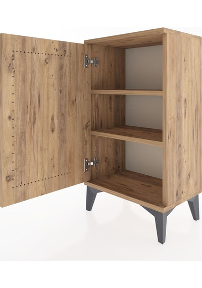 Arges Komodin 2 Raflı Tek Kapaklı 44x30x80 Çam-çam Çam