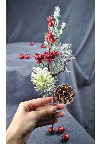 1 Adet 30 Cm Yapay Yılbaşı Çiçeği Dekoratif Yılbaşı Çiçek New Year Christmas- Altın