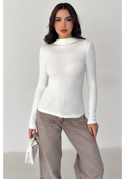 Noa & Noa Kadın Dikiş Detaylı Fit Bluz White Line Beyaz