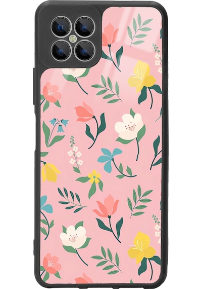 Omix X600 Pinky Flowers Tasarımlı Glossy Telefon Kılıfı Siyah