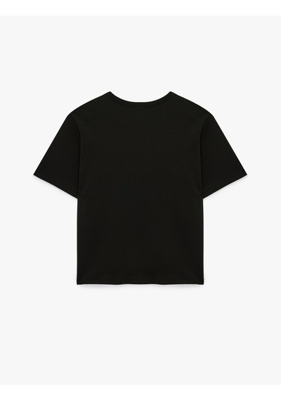 Koton Pamuklu Regular Fit Kısa Kollu Bisiklet Yaka Basic Tişört Siyah 7wak50036ek