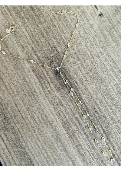 Top Zincir Ve Taşlı Gümüş Şahmeran Bileklik Trend Gümüş Aksesuar - Rose Renk Gold