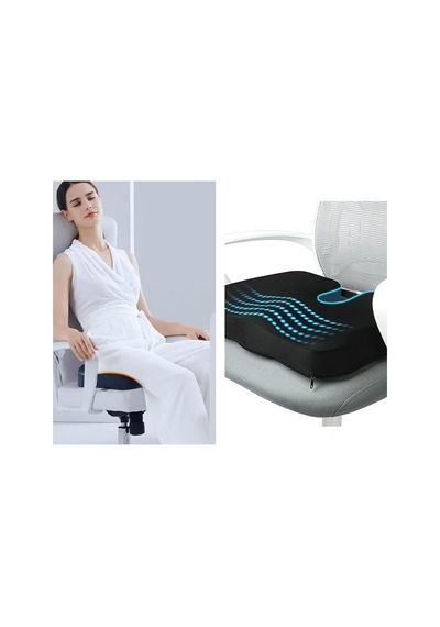 Ortopedik Oturma Minderi Visko Cocix Elastik Minder Basur Hemoroid Minderi Oturma Simidi Yastığ Siyah