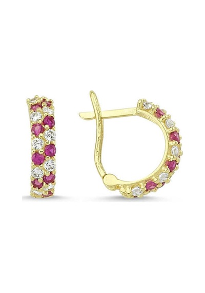 Sembolgold Altın Çocuk Küpe 14 Ayar J Model Taşlı Sg42-70013