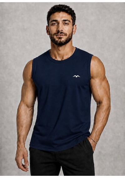 Axxel Erkek Lacivert Bisiklet Yaka Kolsuz T-shirt-d690