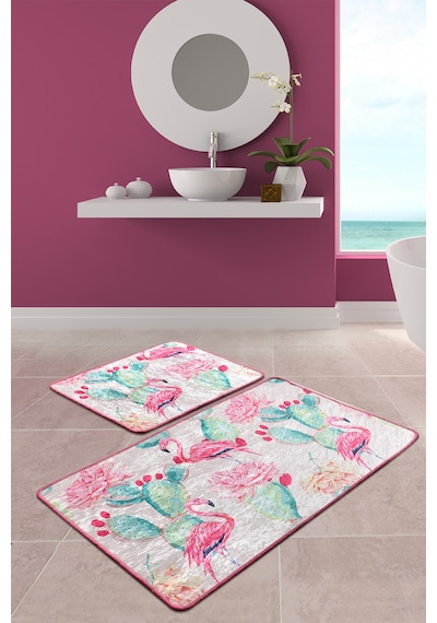 Flamenco Djt 2 Lı Set Banyo Halısı, Paspas Çok Renkli