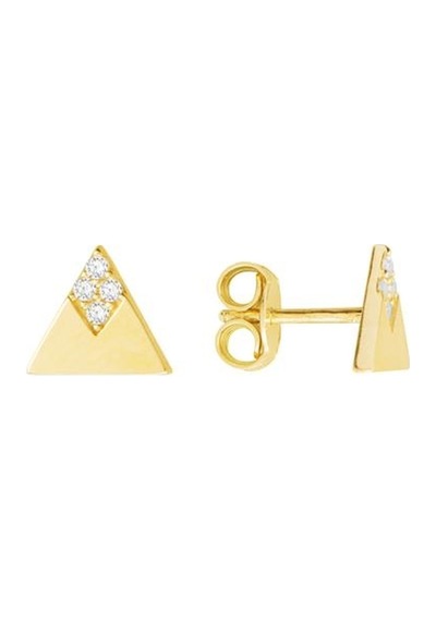 Goldkupe 14 Ayar Altın Üçgen Taşlı Küpe 1,10 Gr-1397