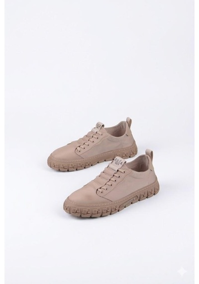 Guja 26y518 Rahat Desenli Kauçuk Taban Tekstil Lastik Bağcıklı Sneaker Erkek Ayakkabı Bej