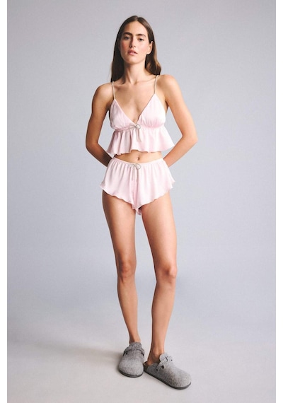 Defacto Regular Fıt Askılı Saten Pijama Üst G1175ax26sppn648 Pembe-pn648