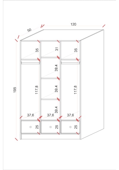 Ases Mobilya Ases Ela848 Modern 3 Kapaklı 3 Çekmeceli Raflı Askılı Gardırop Giysi Dolabı Beyaz Beyaz Ases Mobilya Ases Ela848 Modern 3 Kapaklı 3 Çekmeceli Raflı Askılı Gardırop Giysi Dolabı Beyaz Beyaz