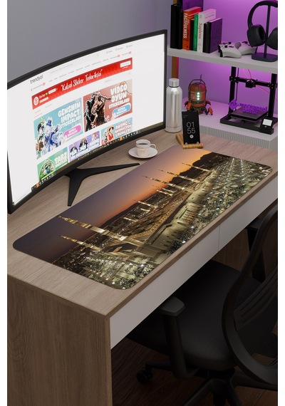 Mescid-i Nebi Medine V2 90x40 Xxl Gaming Kauçuk Kaymaz Taban Mouse Pad Fare Altlığı