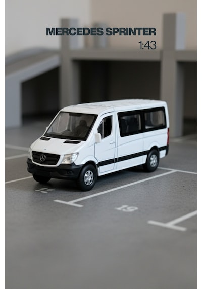 Craftivio Beyaz 1:43 Ölçek Die Cast Kapıları Açılır Lisanslı Mercedes Sprinter Oyuncak Metal Model Araba Çok Renkli