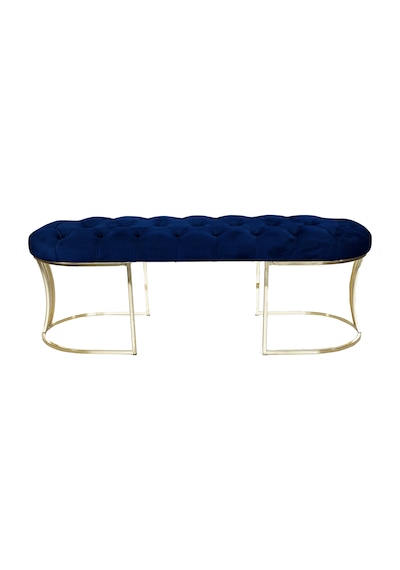 VİEGO GOLD MAVİ-Kapitoneli Model Puf&Bench&Koltuk-Oturak-Uzun Makyaj Puff-Yatak Odası Ucu&Önü