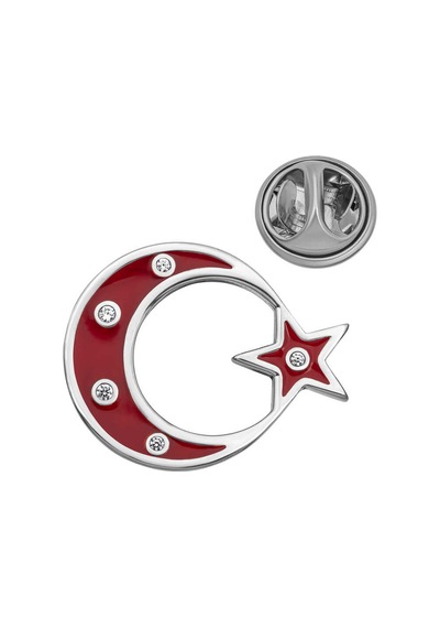 Gümüş Ay Yıldız Rozet T8667 Gümüş