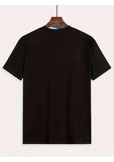 Barlashive Erkek Tişört Araba Baskılı Kısa Kol T-shirt - Siyah Çok Renkli