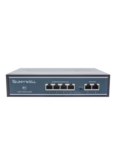 Uniywell UNW-AI0402-65W 4 Port Poe Switch + 2 Uplink 65W Iç Güç Ünitesi