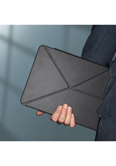 Apple Uyumlu iPad  Pro 11 2024 Raptic Airbagli Arkası Şeffaf Katlanabilir Standlı Kılıf Clear Folio Siyah