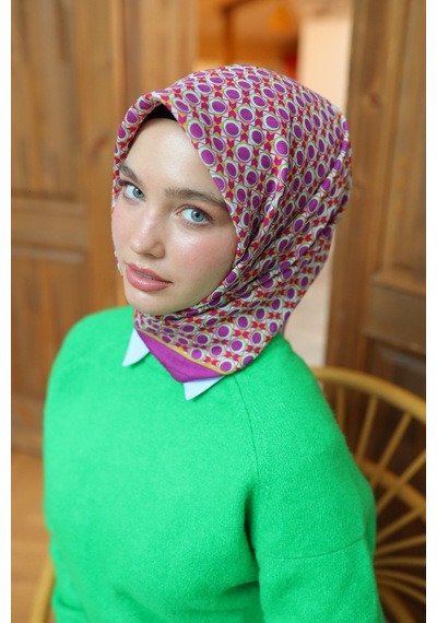 Silk Home Olinda Eşarp 48005-15 Fuşya, Asit, Yeşil, Çingene Pembe