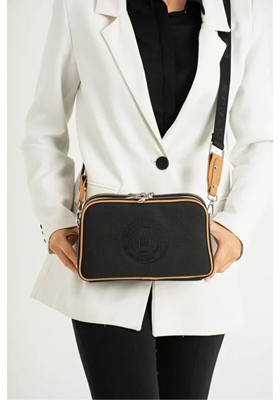Just Polo Kadın Lakost Ayarlanabilir Askılı Çapraz Omuz Çantası Shoulder Bag Siyah - Taba