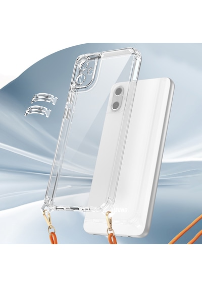Galaxy A06 Kılıf Airbagli Takılabilir Askı Aparatlı Zore Snap Silikon Kapak Seffaf
