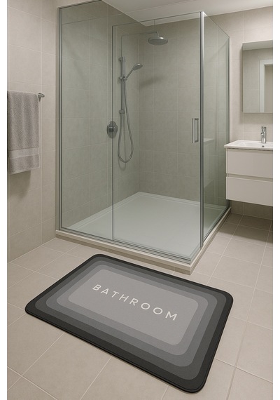 Tappetino Süper Su Emici Kaymaz Tabanlı Banyo Paspası 60x39 Cm Grey