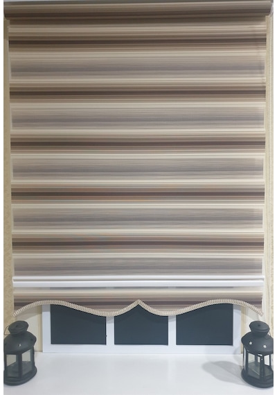 Zebra Stor Plise Renk Geçişli Kahve Etek Dilimli Stb 484