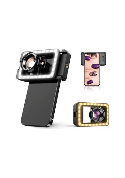 Apexel Hd 100mm Profesyonel Yakın Çekim Makro Yakın Çekim Lensi Ve 3 Renkli Dolgu Işığı Kiti Apl-hb