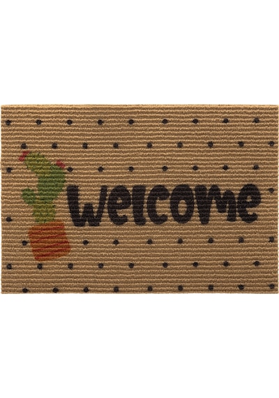 Koza Home Coco Welcome Kaktüs Paspas Dış Kapı Paspası Kıl Kapı Önü Paspası Naturel